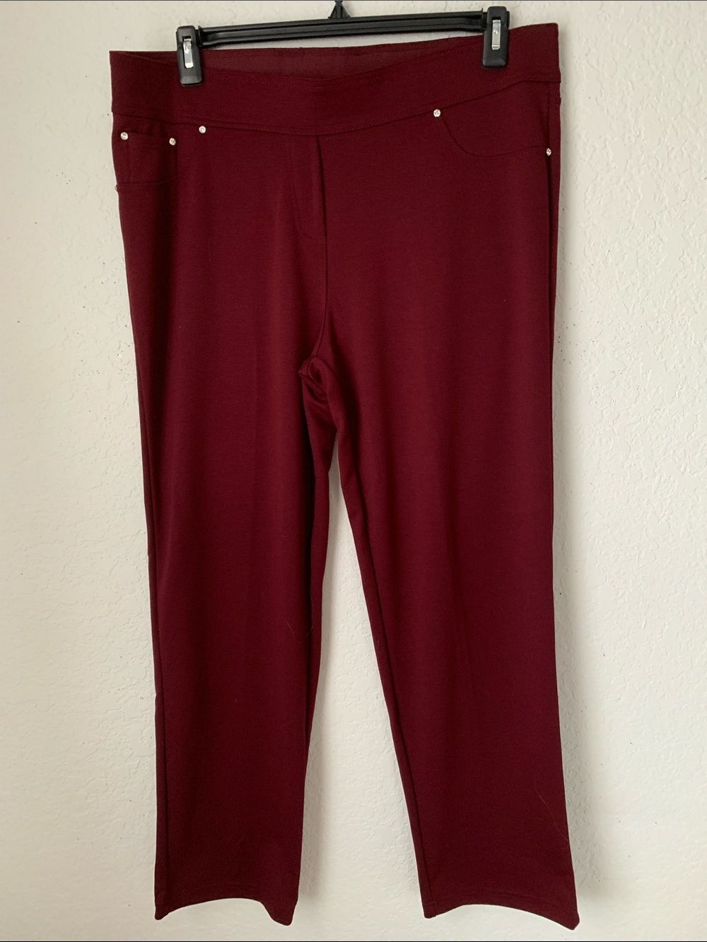 Rebecca Malone Women's Pull-On Straight Leg Pants in Burgundy Size XL - Picture 1 of 8